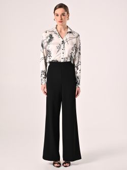 Wide-Leg Trousers in Black Cady det_1
