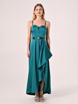 Abito Lungo Raso Verde  det_1