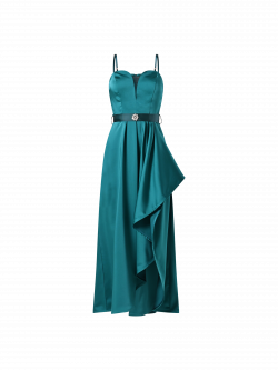 Abito Lungo Raso Verde  det_4