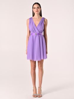 Abito Viola Lavanda con cinta Gioiello det_1