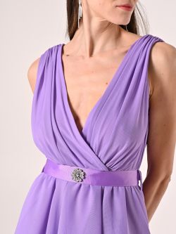 Abito Viola Lavanda con cinta Gioiello in_i5