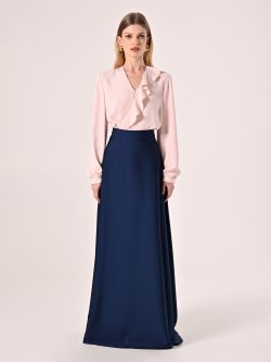 Blue Navy Satin Skirt det_1