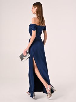 Long Off-the-Shoulders Dress in Navy Blue det_3