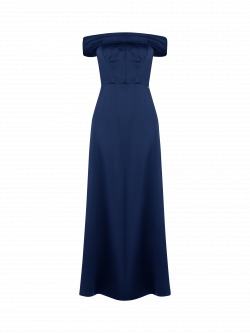 Long Off-the-Shoulders Dress in Navy Blue det_4