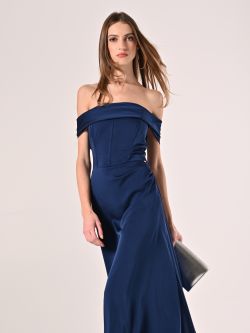 Long Off-the-Shoulders Dress in Navy Blue sp_e1