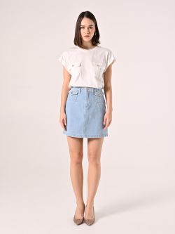 Weißes T-Shirt mit Utility-Taschen det_1