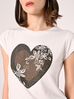 T-Shirt Bianca Cuore Strass in_i5