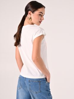 Bawełniany T-Shirt z nadrukiem z motywem róż i kryształków det_3