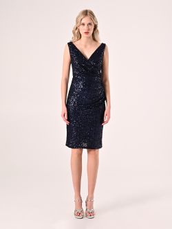 Robe fourreau bleue à paillettes det_1