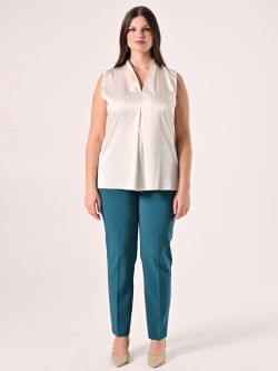 Curvy-Bluse aus Satin in Weiß det_1