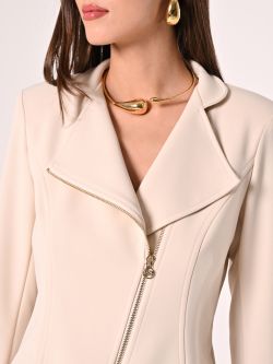 Giacca Zip in Scuba mano Crepe in_i5