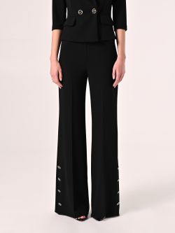 Black Palazzo Trousers in Scuba Crepe Fabric det_2