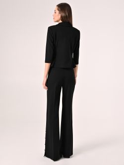 Black Palazzo Trousers in Scuba Crepe Fabric det_3