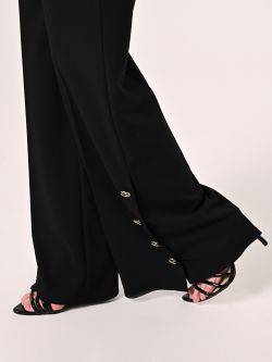 Black Palazzo Trousers in Scuba Crepe Fabric in_i5