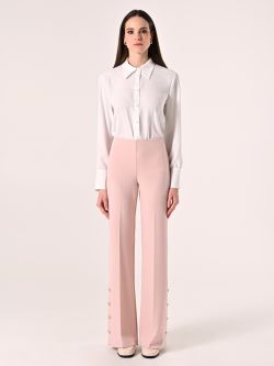 Palazzo Trousers in Light Pink Scuba Crepe Fabric det_1