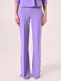 Pantaloni Palazzo in Scuba Mano Crepe Viola Lavanda det_2