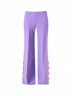 Pantaloni Palazzo in Scuba Mano Crepe Viola Lavanda det_4