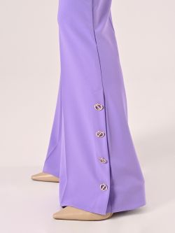 Pantaloni Palazzo in Scuba Mano Crepe Viola Lavanda in_i5