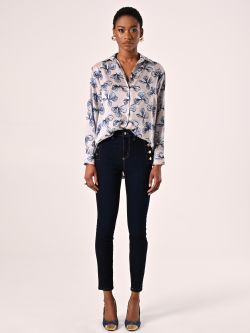 Chemise en satin imprimé fleuri det_1