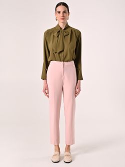 Pantaloni con Bottone Ricoperto Rosa det_1