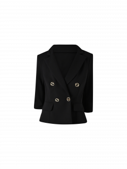 Kurze Jacke in Schwarz aus Scuba-Handkreppstoff det_4