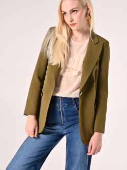 Giacca Monopetto con Bottoni Dorati Verde Militare in_i7