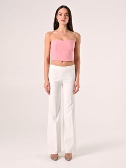 Palazzo Trousers in White Technical Fabric det_1