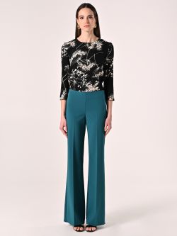 Palazzo Trousers in Royal Green Technical Fabric det_1