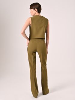 Pantaloni in Tessuto Tecnico Verde Militare con Fascione in Vita det_3