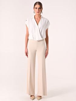 Pantalon beige clair en néoprène det_1