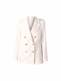 Zweireihige Jacke aus technischem Gewebe in Weiß det_4