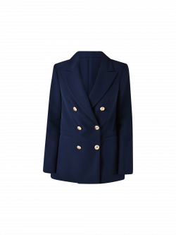 Double-breasted Jacket in Blue Technical Fabric det_4
