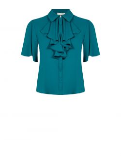 Curvy Royal Green Blouse det_4