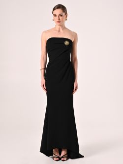 Langes Kleid in Schwarz det_1