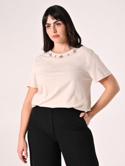 Curvy Beige T-Shirt with Gemstones in_i7