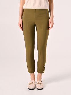 Trousers with Buttons in Military Green Technical Fabric det_2