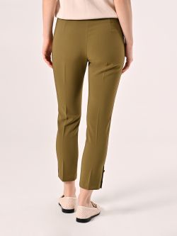 Trousers with Buttons in Military Green Technical Fabric det_3