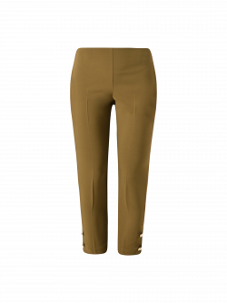 Trousers with Buttons in Military Green Technical Fabric det_4