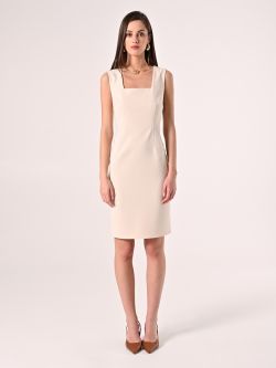 Vestido de tubo de tejido técnico beige claro det_1