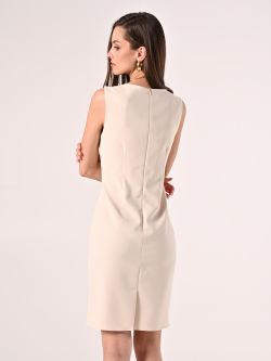 Vestido de tubo de tejido técnico beige claro det_3