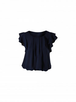 Bluse mit Flügelärmeln in Marineblau det_4
