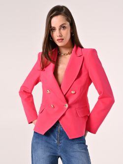 Giacca Doppiopetto avvitata in Tessuto Tecnico Fuxia in_i7