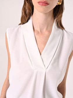 White Blouse with Fold-Over Neck in_i5