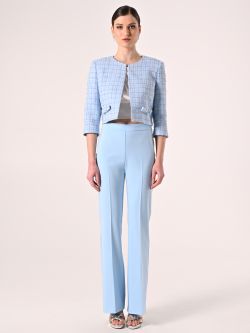 Ausgestellte Hose aus technischem Gewebe in Hellblau det_1