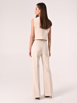 Flared Trousers in Light Beige Technical Fabric det_3