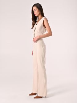Flared Trousers in Light Beige Technical Fabric in_i7