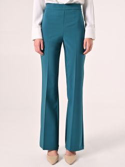Flared Trousers in Royal Green Technical Fabric det_2