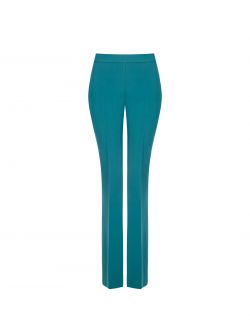 Flared Trousers in Royal Green Technical Fabric det_4