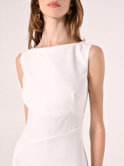White Scuba Crepe Sheath Dress in_i5