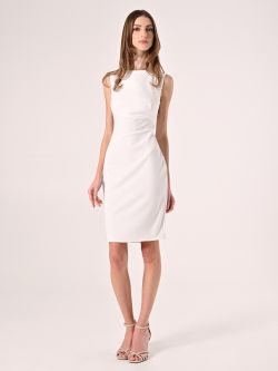 White Scuba Crepe Sheath Dress in_i7